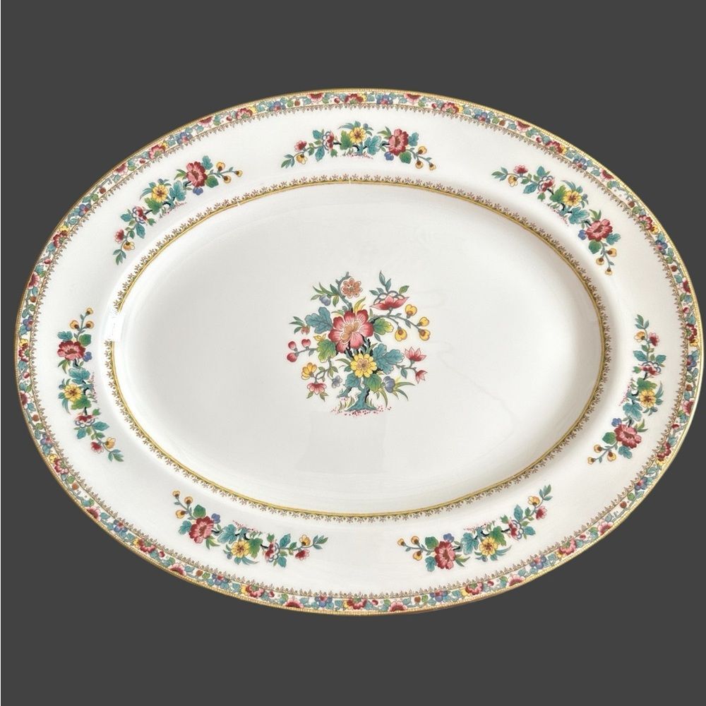 Coalport Ming Rose Bone Oval Platter 15" China Vintage England
